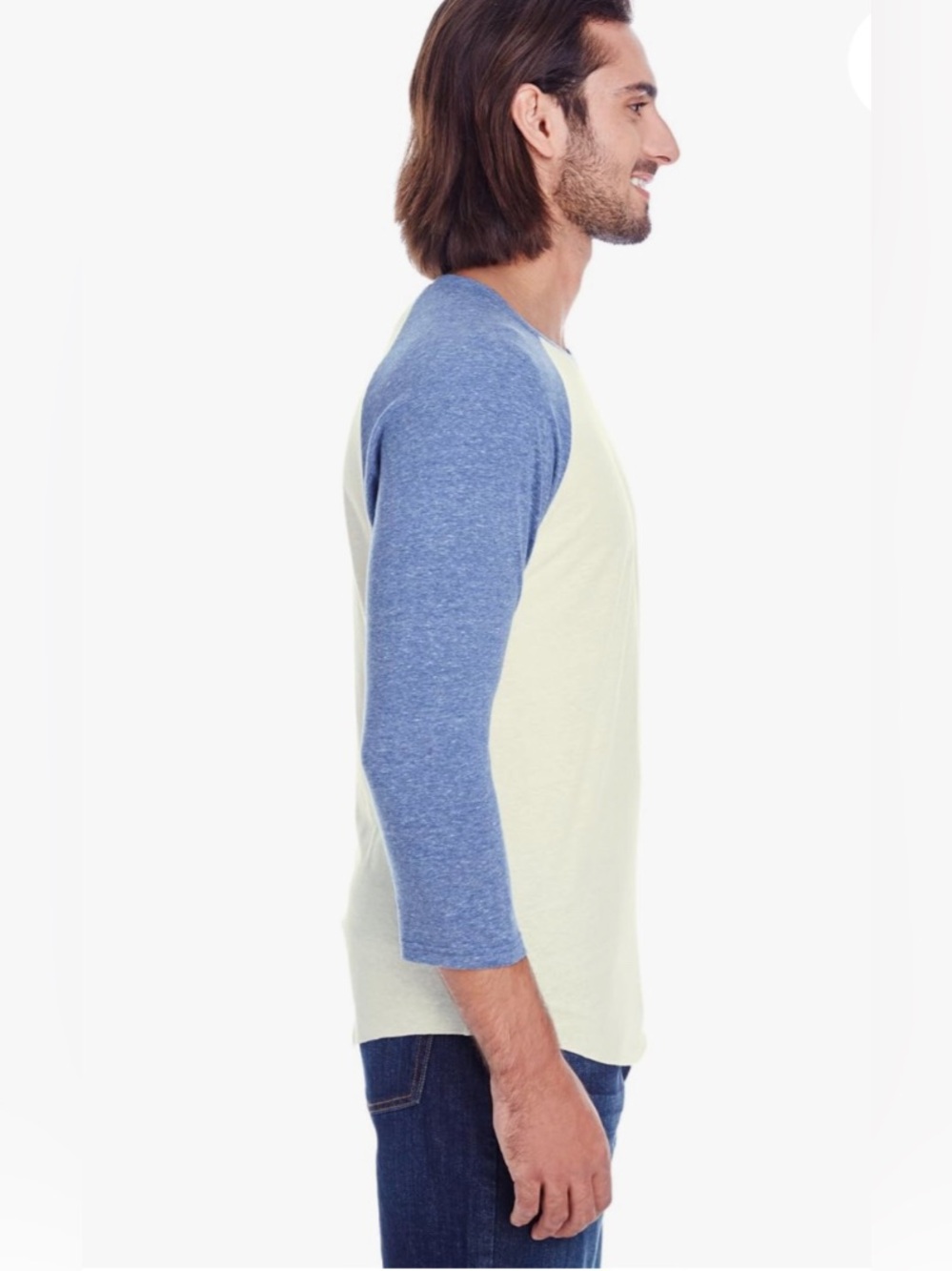 NWOT Threadfast Apparel Unisex Triblend 3/4-Sleeve Raglan - Picture 3 of 8